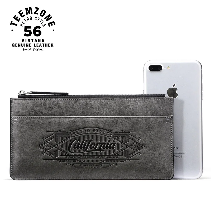Кошелек teemzone California Style мужской из натуральной кожи длинный серый Q802 09|men genuine leather