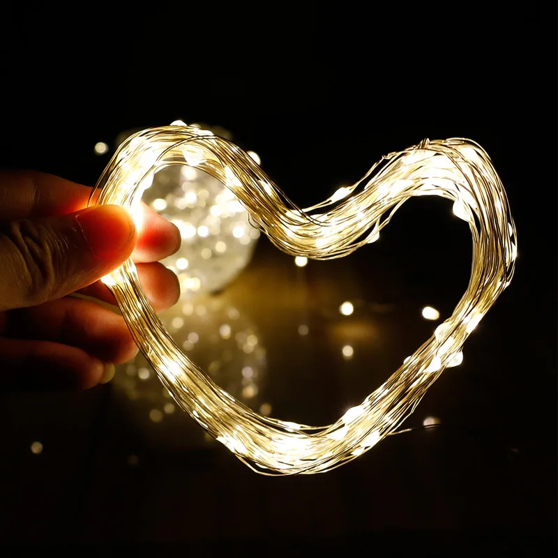 10 м светодиодное праздничное освещение наружные солнечные гирлянды медный