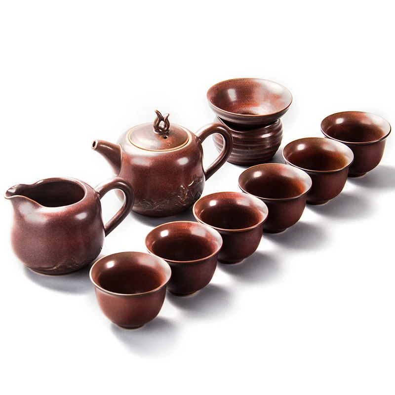 

9 pcs Kung Fu Tea Set Classical Chinese Ceramic Tea Cups Gaiwan for black tea Travel Ceramic Teaset One teapot two cups B001