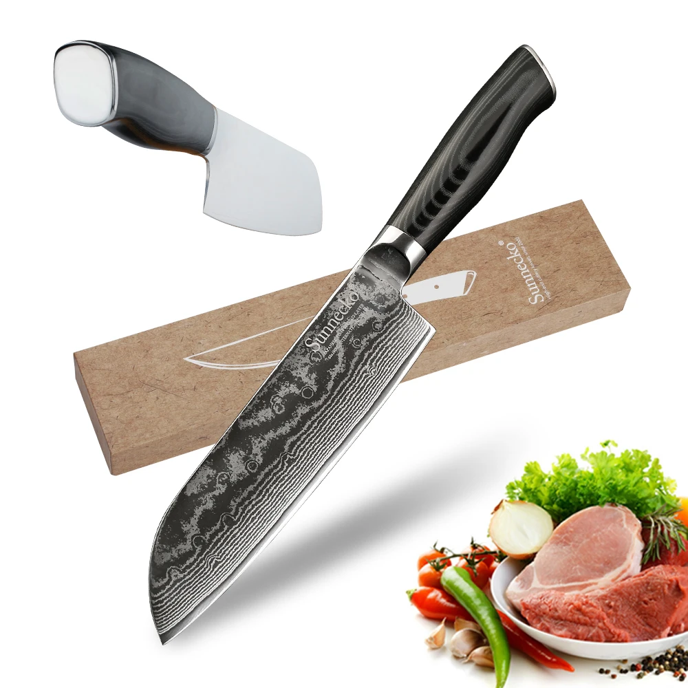 Кухонные ножи SUNNECKO Santoku 7 дюймов японский дамасский нож VG10 острое стальное лезвие