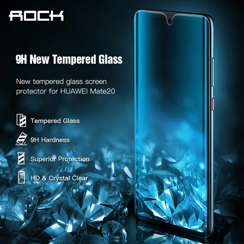 Закаленное стекло ROCK твердостью 9H для Huawei Mate 20 Pro прозрачное высокой четкости
