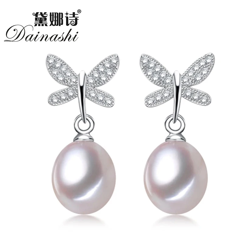 Top Selling 3 Color 100% Cultured Freshwater Pearl Earrings For Women Gift Fashion Jewelry 925 Sterling Silver | Украшения и