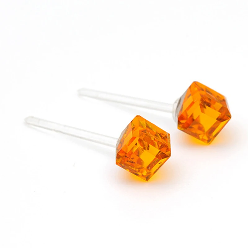 

LNRRABC Fashion 10 pair/set Stud Earrings Women Square Crystal Bling Stud Earrings Piercing Cube Pink Red Jewelry Gift