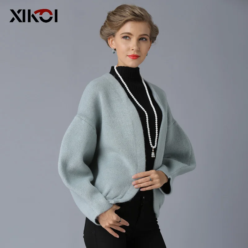XIKOI женская джинсовая куртка однотонный кардиган с круглым вырезом женское