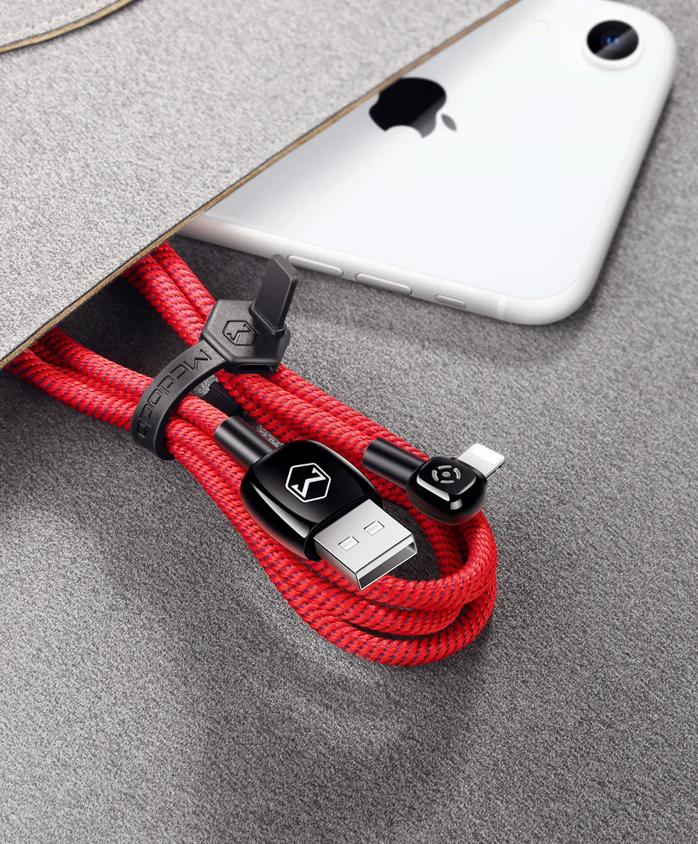 Mcdodo автоматическое отключение светодиодный кабель для IPhone USB кабель 2A кабель передачи данных для быстрой зарядки для IPhone X XR XS Max 8 7 Plus 90 локоть шнур