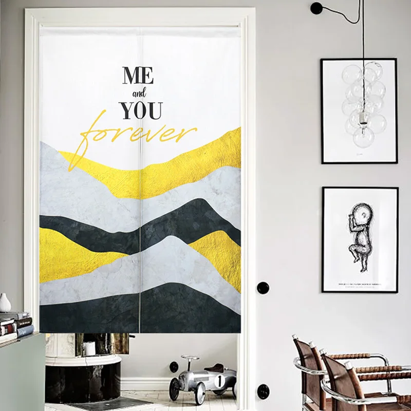 Скандинавская абстракция Золотая Фотолюминесцентная дверная занавеска Noren для