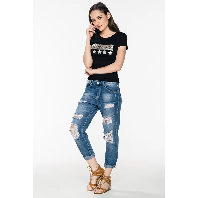 Женские джинсы с высокой талией 2018 американская одежда женские дырками модные