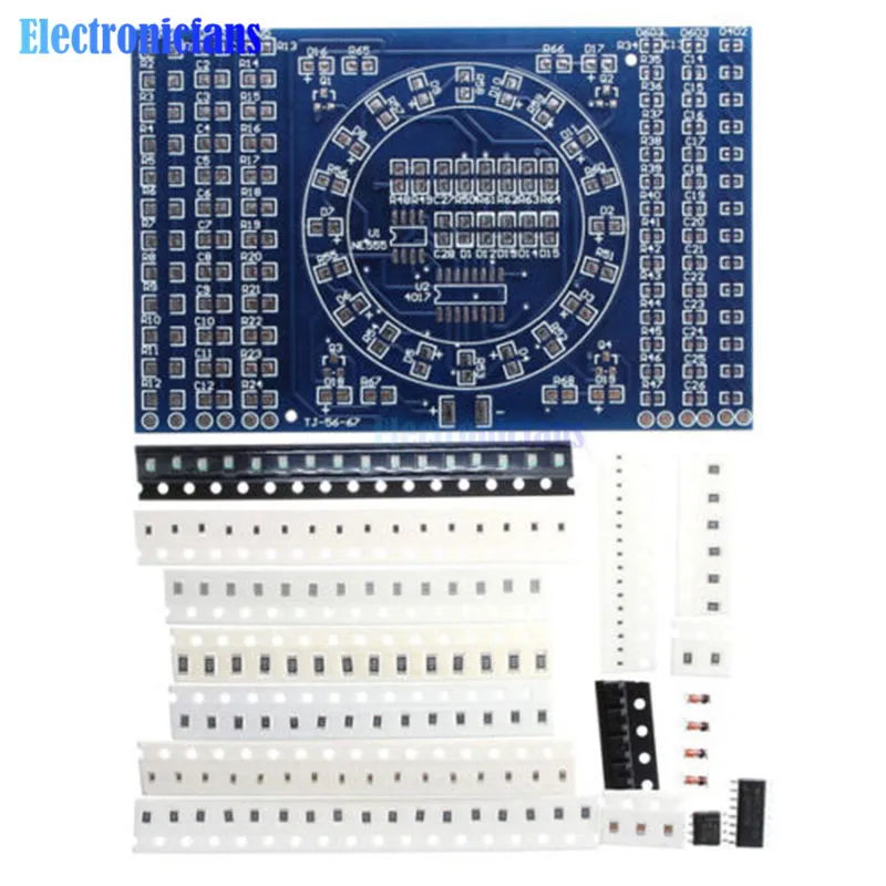 CD4017 вращасветодиодный светодиодная SMD NE555 паяльная тренировочная доска набор