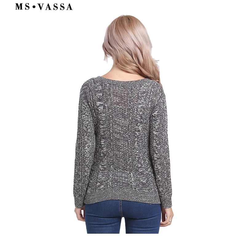 MS VASSA женские джемперы новинка 2017 зимние осенние вязаные свитеры с круглым