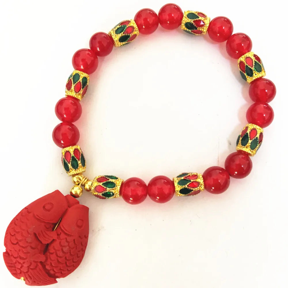 Полудрагоценных черный красный зеленый круглый халцедон нефриты браслет