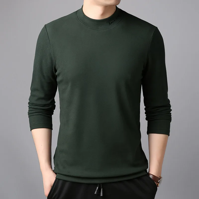 

MRMT 2022 Brand New Men's Sweatshirts Semi-high Collar Solid Color Pullover for Male Long Sleeved Sweatshirt