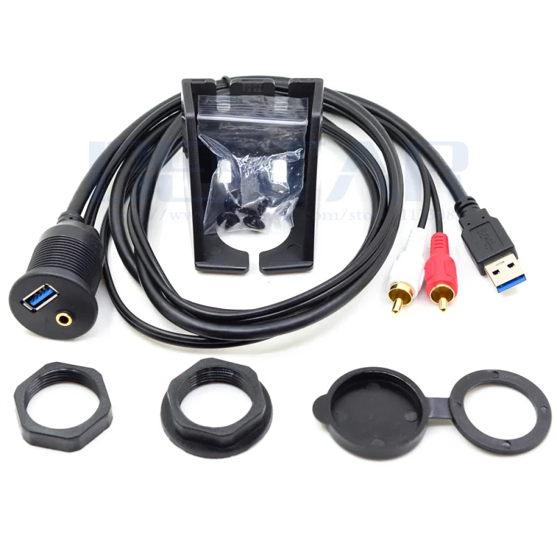 Панель скрытого монтажа для приборной панели автомобиля USB 2,0 USB 3,0 3,5 мм AUX RCA Удлинительный флеш-кабель для крепления на приборной панели