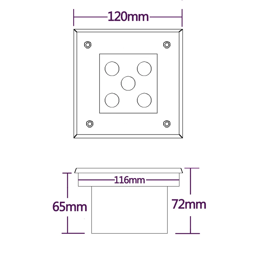 Бесплатная доставка! 10 шт./лот 5*1 Вт LED подземный свет квадратной формы открытый