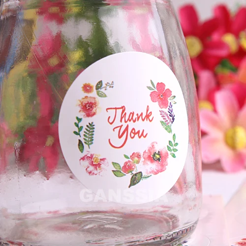 

100pcs/lot Dia 3.5cm Flower Thank You series sealing stickers DIY decoration gift sticker Wedding party supplies (ss-1496)