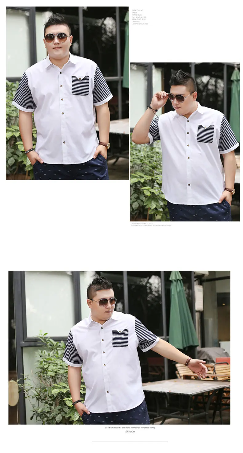 10XL 8XL 6XL 5XL 4XL новые хлопковые летние свободные повседневные рубашки, полосатая рубашка с коротким рукавом, Мужская одежда, рубашки chemise homme
