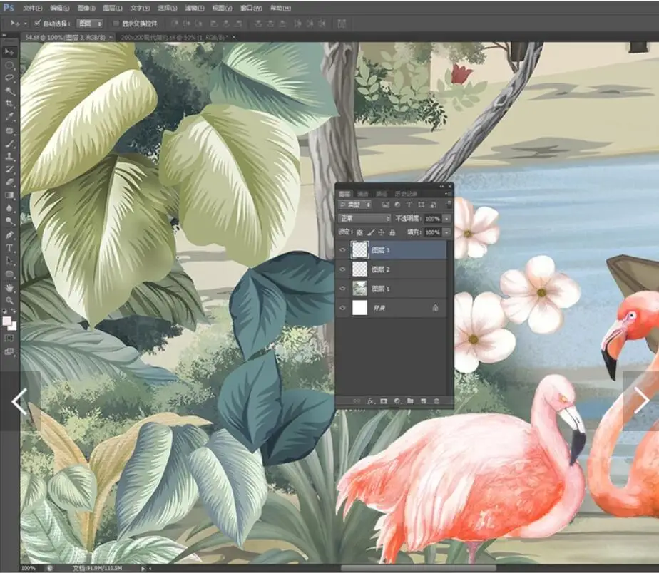 Tropical Leaves Flamingo Wallpaper Mural Photo for Living Room Bedroom Printed Wall Paper Contact 3d Murals | Обустройство дома