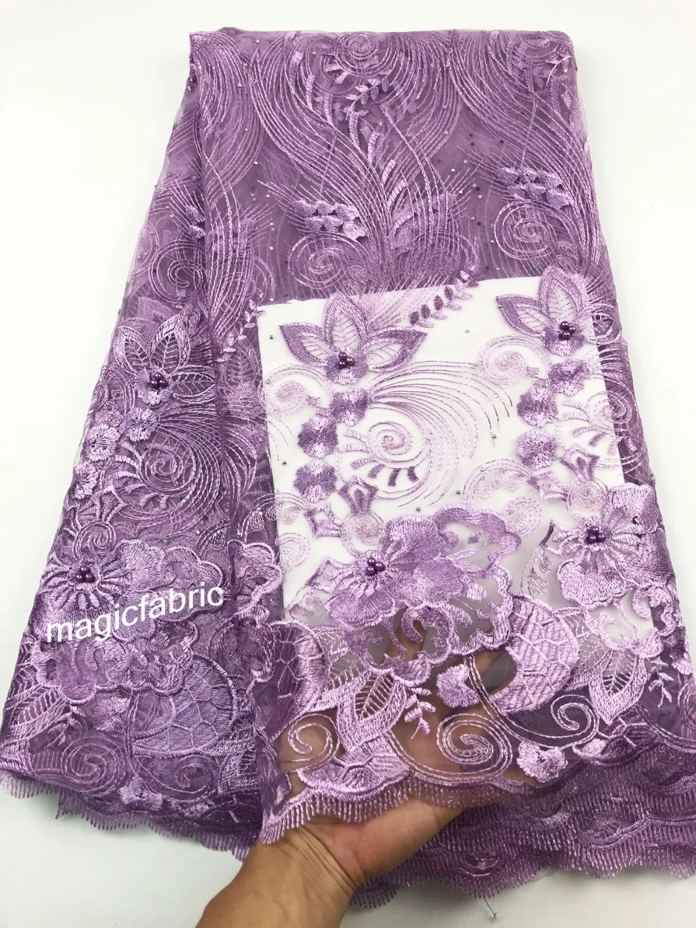 High Quality Imported Wholesale 100%Polyester African Grey Tulle Lace French Net Beads Fabric For Wedding CHY18131 | Дом и сад