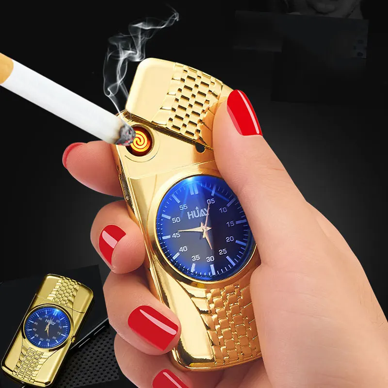 Крутые светящиеся часы плазменная Зажигалка двойная дуга USB зарядка Электронная