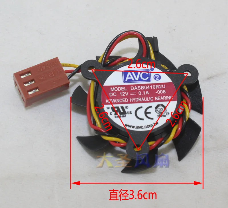 AVC DASB0410R2U -008 DC 12V 0.10A Dia. 36 мм C.T.C 26 3-Провода Сервер вентилятор охлаждения |