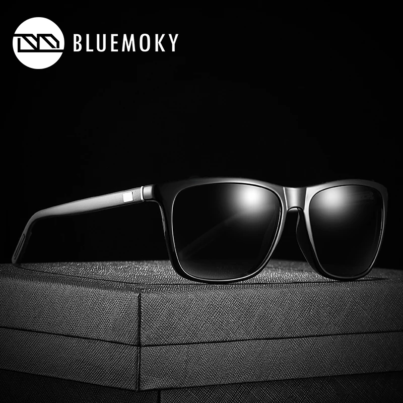 BLUEMOKY, квадратные поляризованные солнцезащитные очки для мужчин, UV400, очки, солнцезащитные очки для мужчин, Полароид, для вождения, черные, брендовые, оттенки для мужчин