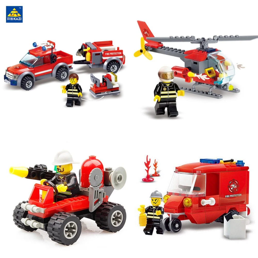 KAZI City Fire Fighting серия строительные кирпичные игрушки DIY пожарная команда грузовик