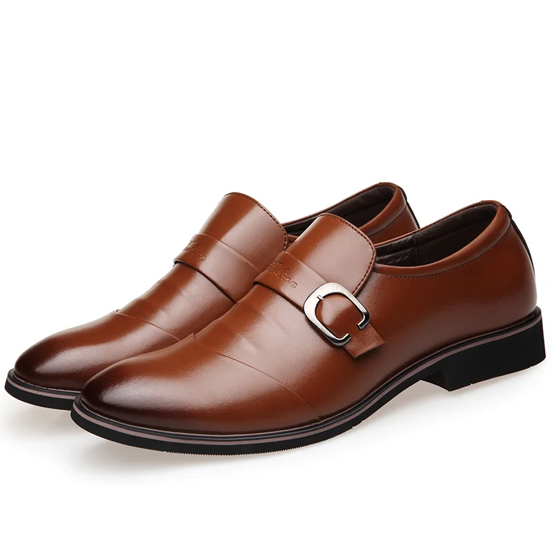 Brown JHDL2 Misalwa/мужские туфли на ремешке из микрофибры ручной работы; однотонные стильные деловые мужские туфли без застежки; - Цвет: Brown JHDL2