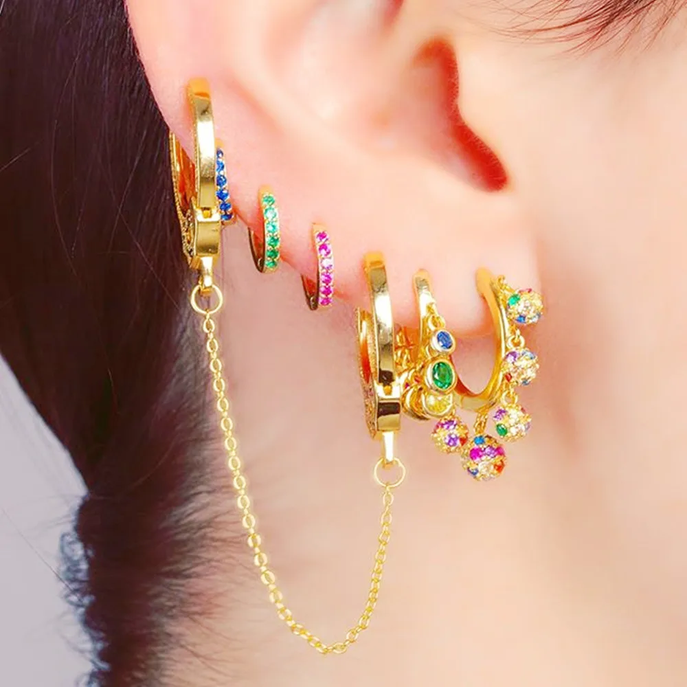 2020 Очаровательные Элегантные 5 мини круглых сережек подвеска с выложенным