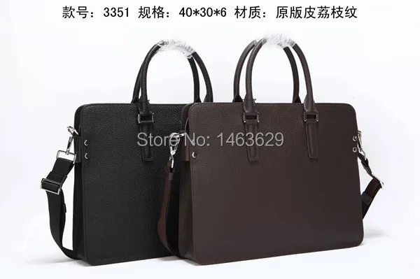 Business men briefcase soft leather and litchi 100% genuine luxury mens handbags+free shipping | Багаж и сумки
