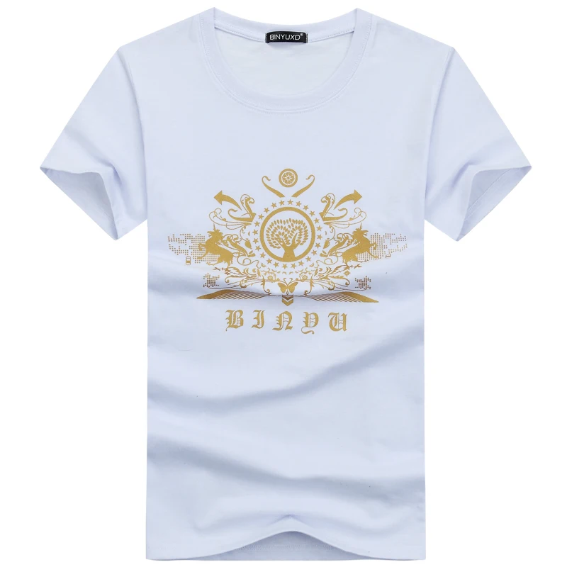 Футболка BINYUXD мужская с коротким рукавом брендовая тенниска из хлопка принтом