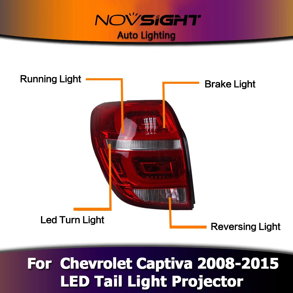 NOVSIGHT 2 шт. светодиодный DRL тормозной задний фонарь задний Светильник проектор подходит для Chevrolet Captiva 2008