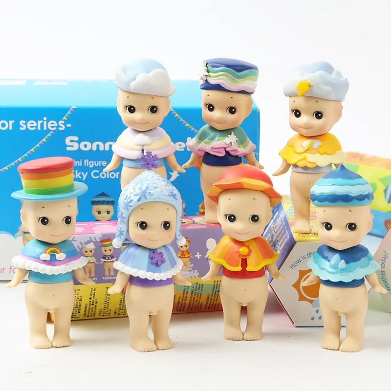7 шт. Kawai 8 см Sonny Angel Weather экшн фигурка игрушка Небесный цвет серия Оригинальная
