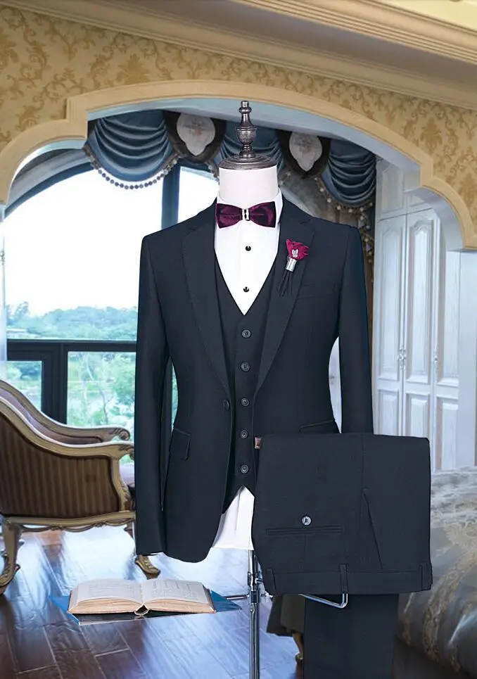 2018 новый темно-синий мужской костюм жениха Slim Fit для шафера Выпускной ужин бизнес