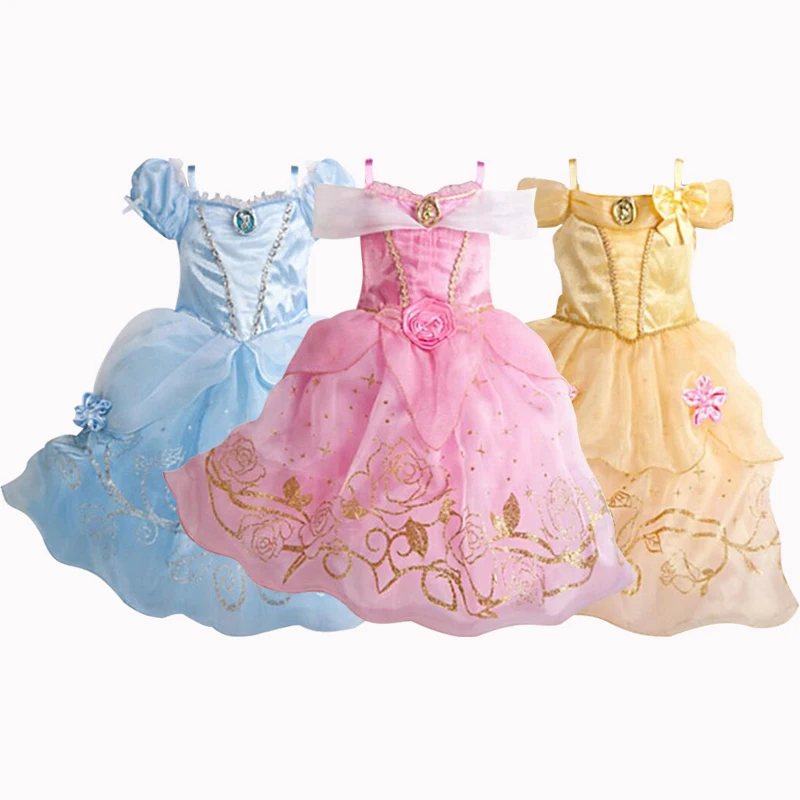 От 2 до 10 лет платье принцессы Золушки для девочек белоснежные платья Детский