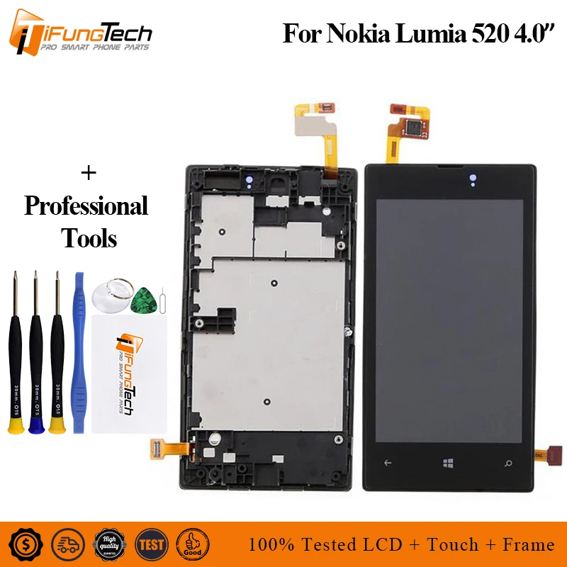 Для Nokia Lumia 520 RM-914 ЖК-дисплей кодирующий преобразователь сенсорного экрана в сборе рамка запасные части