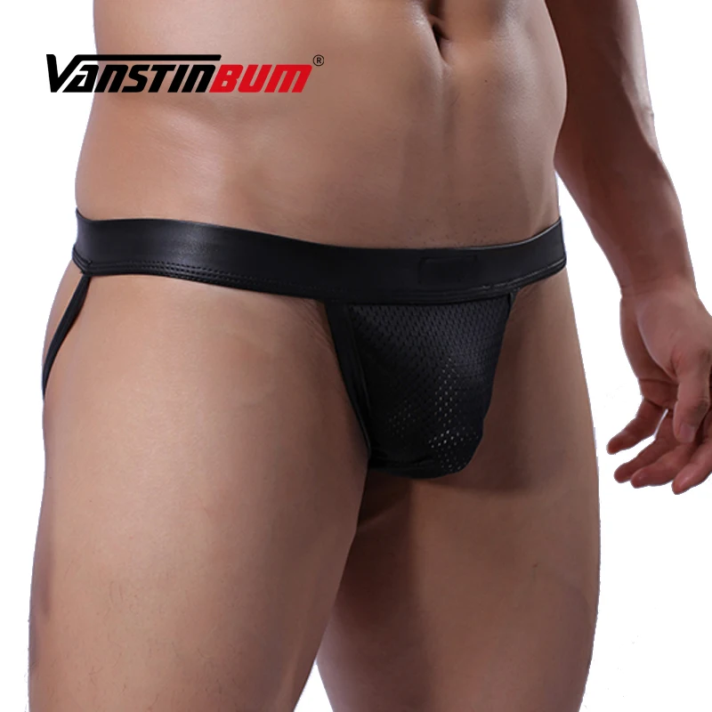 Мужские стринги VANSTINBUM из искусственной кожи с Т образным ремешком для геев