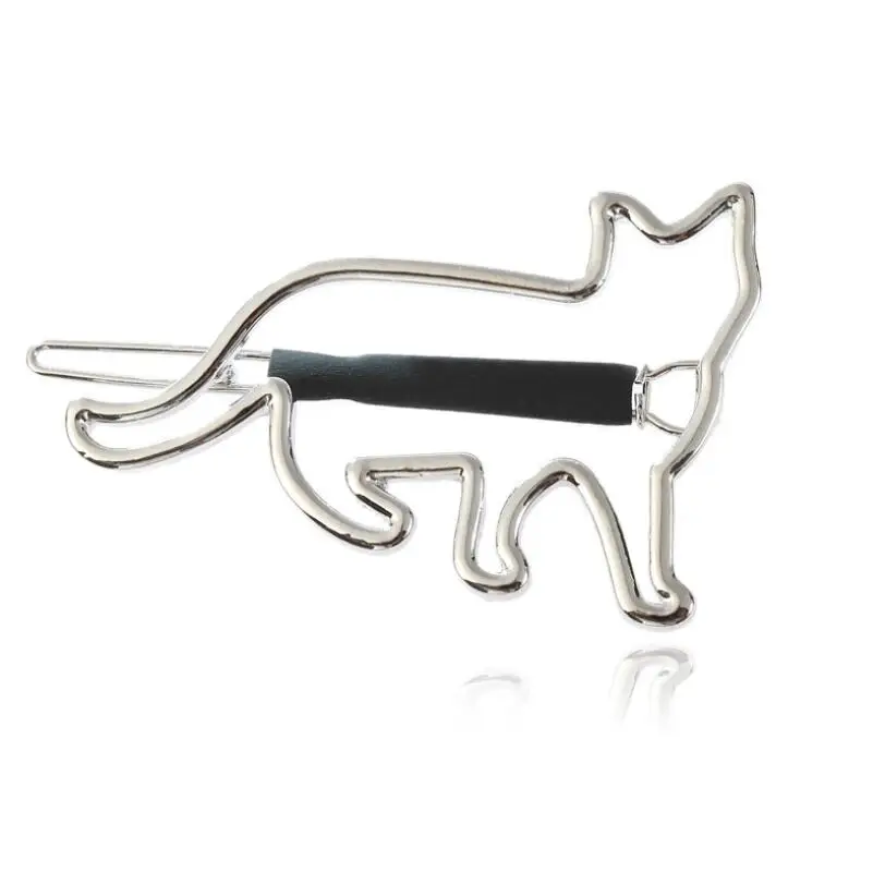 silver cat SMJEL простая заколка для волос дикая Геометрическая круглая луна сердечная шпилька милый кот заколка для волос Элегантные Металлические Свадебные аксессуары для волос - Окраска металла: silver cat