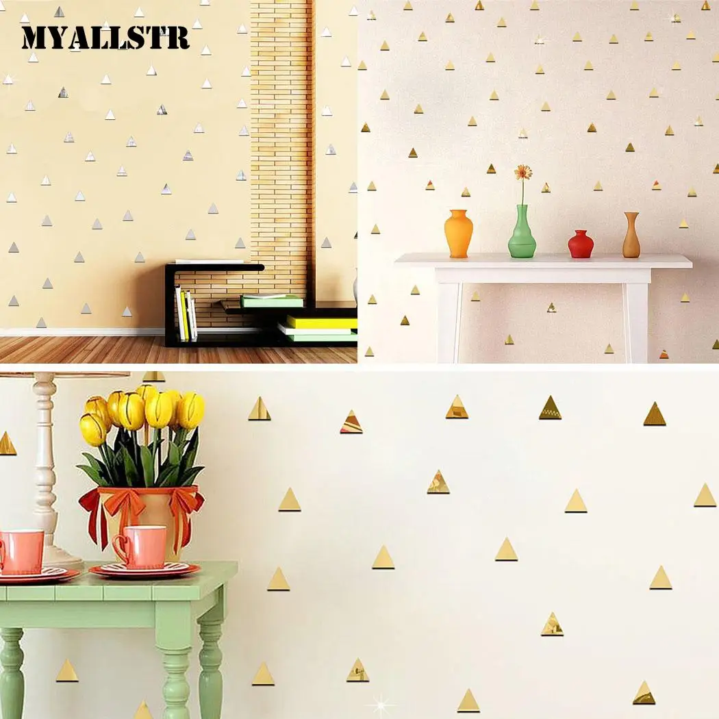 DIY Зеркало для спальни стикер 3D Наклейка на стену 50 шт. треугольник украшение