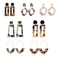 hocole new fashion acrylic round drop earrings for women fashion jewelry leopard print resin geometric hanging dangle earring za