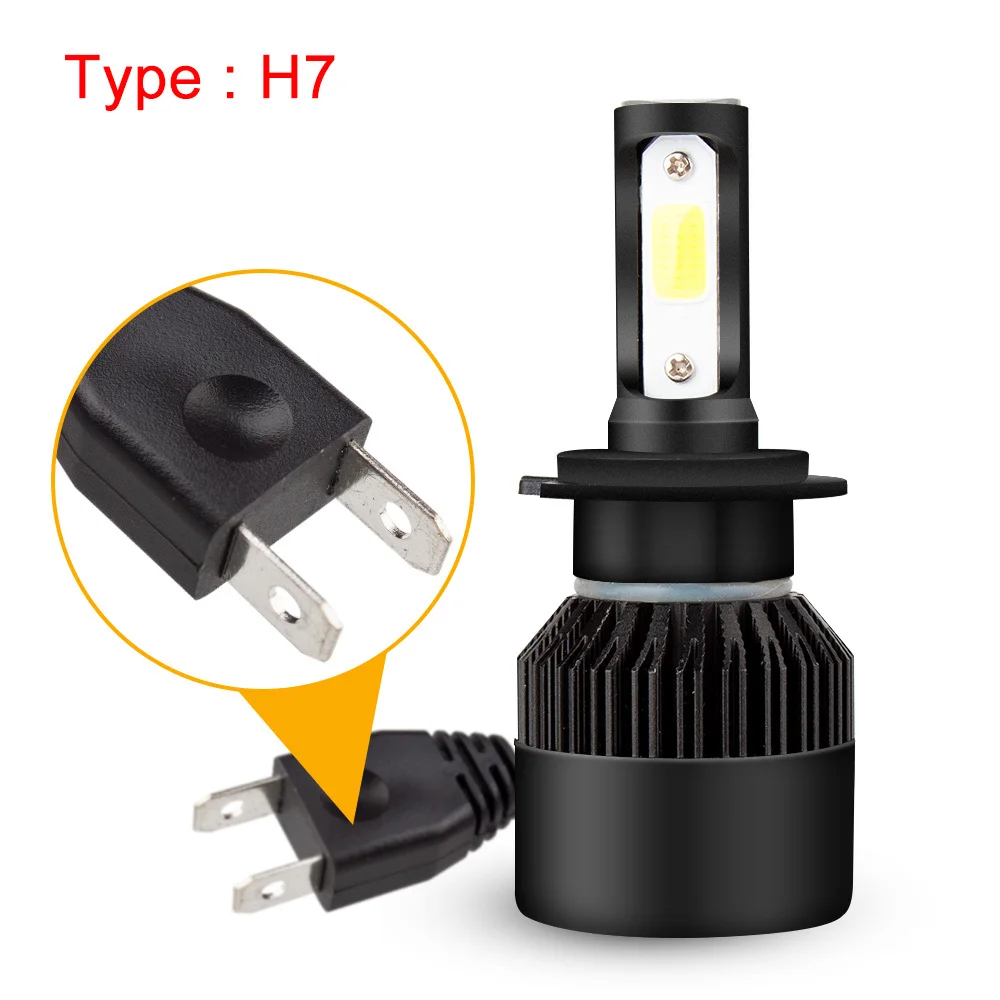 2 шт. H7 светодиодный 72W фары для 8000LM 6000 К фар автомобиля H4 H1 H11 9005 9006 светодиодный Авто противотуманных фар 12 V/24 V светодиодный H4 H7 авто фары лампы