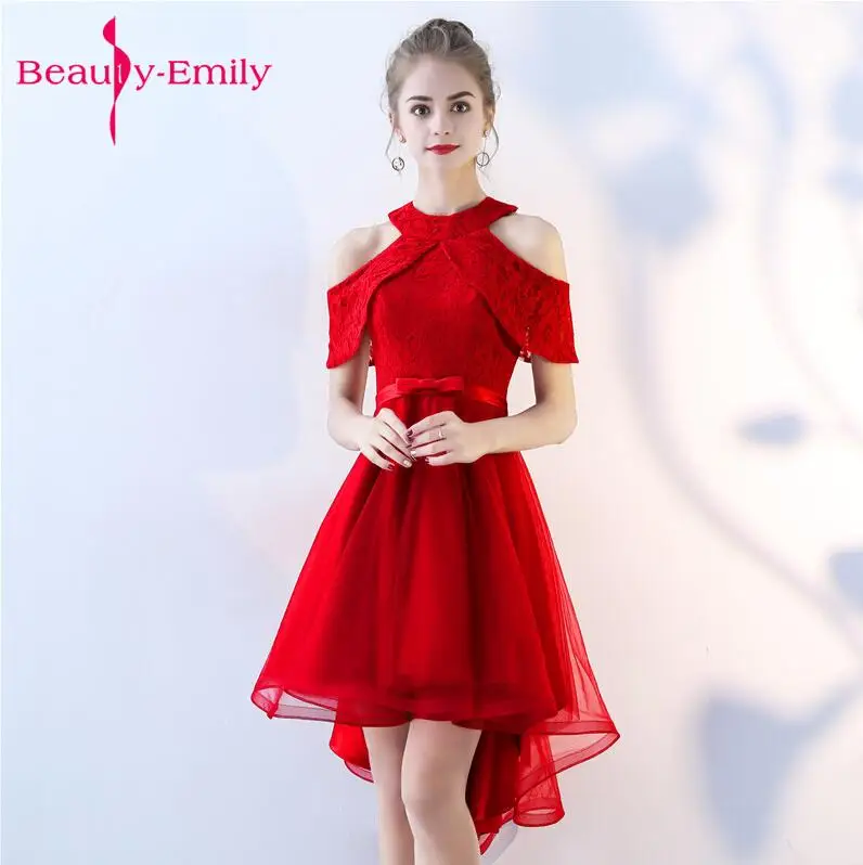 Red Beauty emily, новинка, вечерние платья, короткое платье на выпускной, новинка, без рукавов, с аппликацией, милые короткие платья для выпускных, вечерние - Цвет: Red