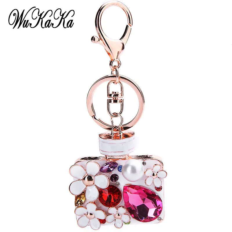 Мода 2020 стразы хрустальные мерцающие флаконы духов брелок для ключей женская