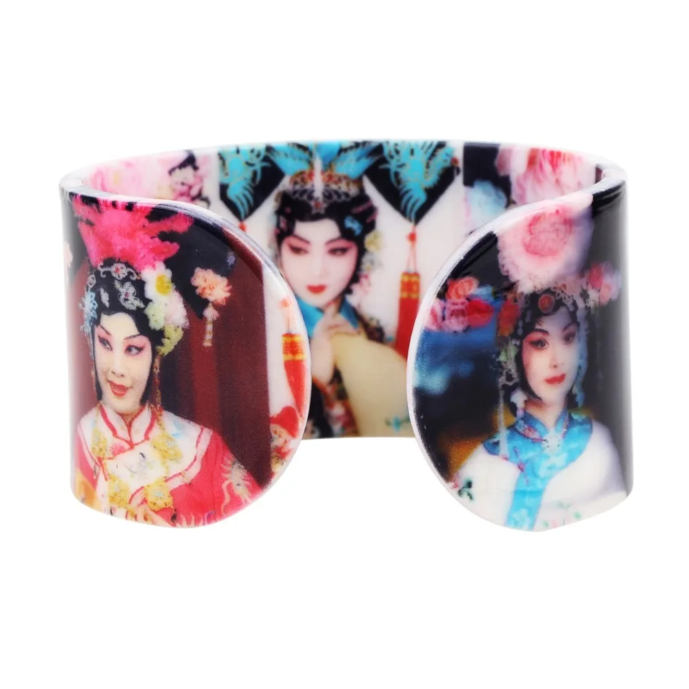 Bonsny Plastic Chinese Peking Opera Actress Bangles Bracelets Fashion Ethnic Craft Jewelry For Women Girls Ladies Souvenir Gift | Украшения