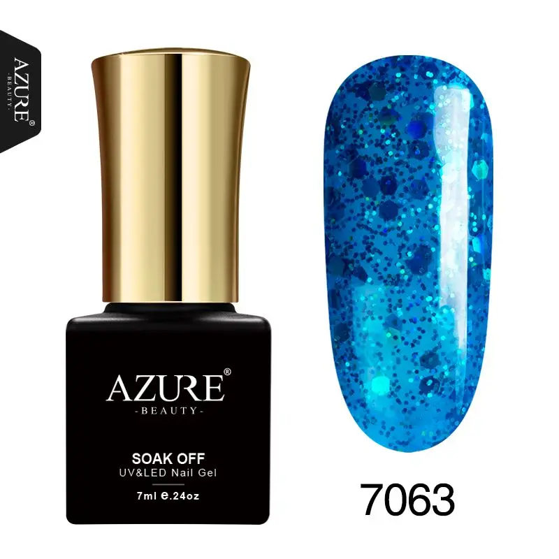 7063 Azure beauty стойкий Гель-лак 7 мл, блестящий цвет, впитывающий УФ-клей для ногтей, высокое качество, лак для ногтей, 24 цвета, гель для ногтей - Цвет: 7063