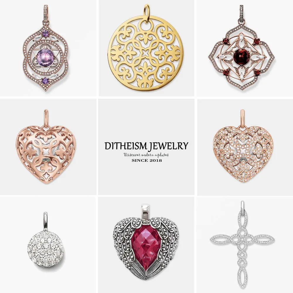 Gold Color Ornament Pendant 2018 Fashion Jewelry 925 Sterling Silver Trendy Gift For Women Girls Fit Necklace | Украшения и