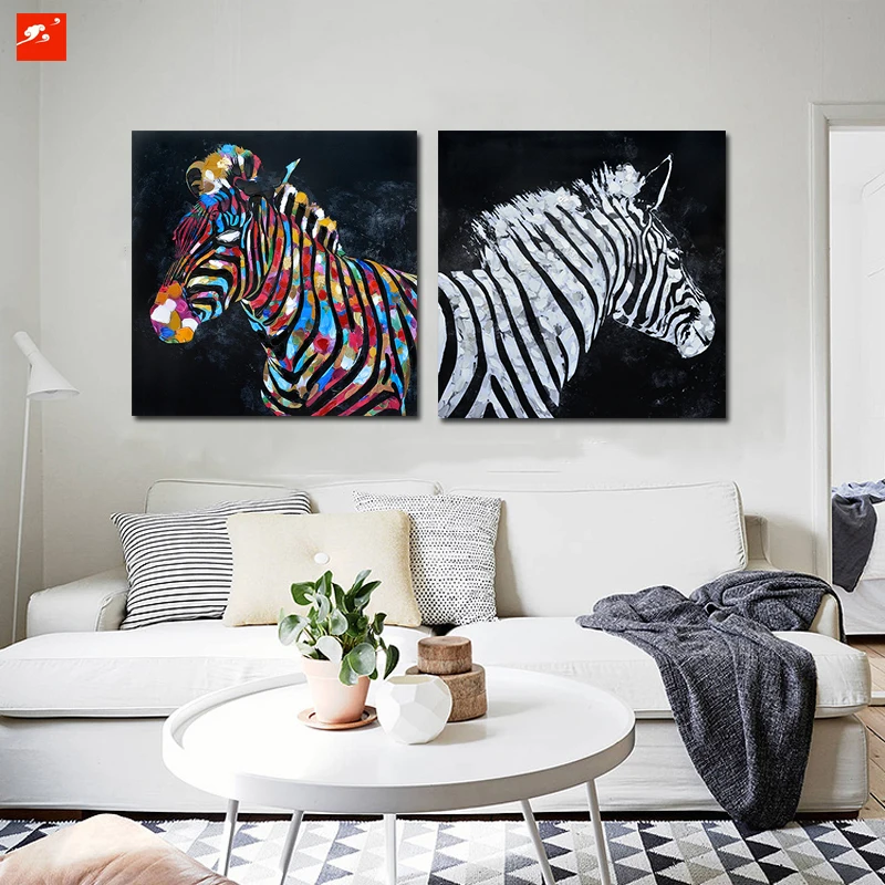 Скандинавские современные абстрактные поп Зебра Лошадь Холст Картина маслом на