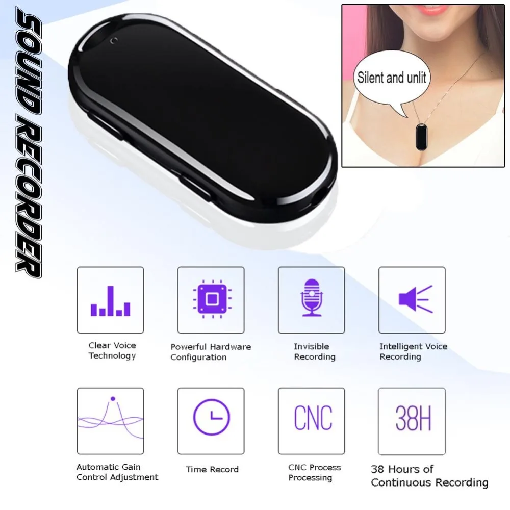Профессиональный цифровой HD 58 часов мини диктофон аудио диктофон Denoise на большие расстояния Голосовая активация MP3