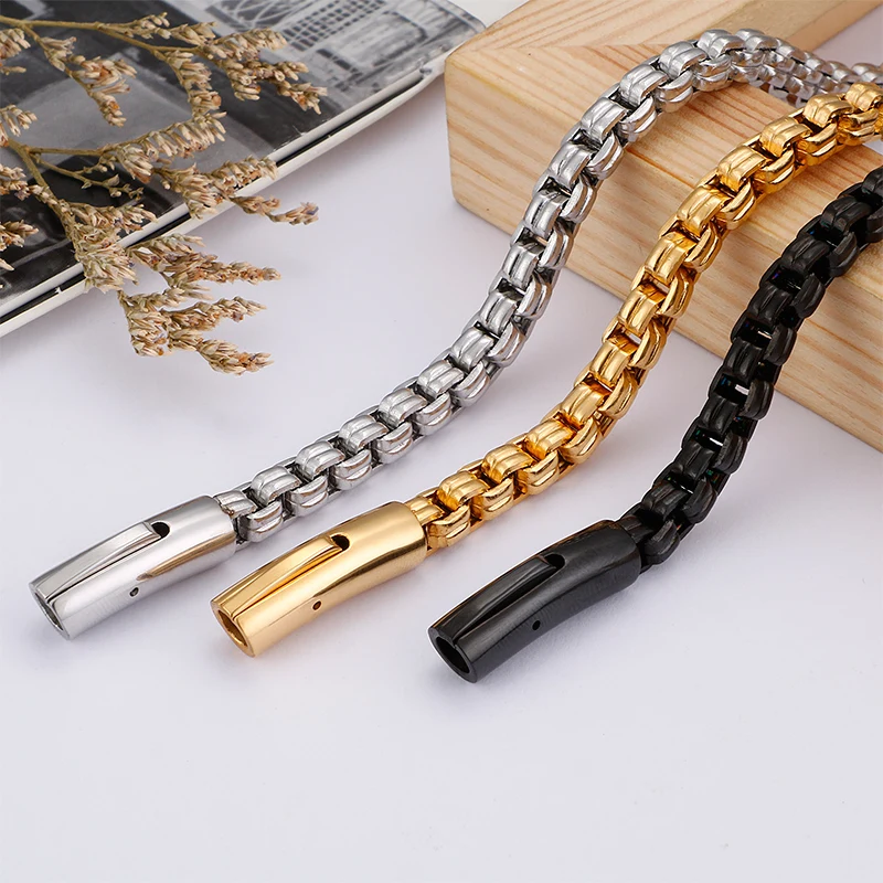 

Мужские украшения в стиле панк, 65 г, тяжелая цепь из нержавеющей стали в стиле хип-хоп, ожерелье из двух звеньев ролика 6 мм, 26 дюймов