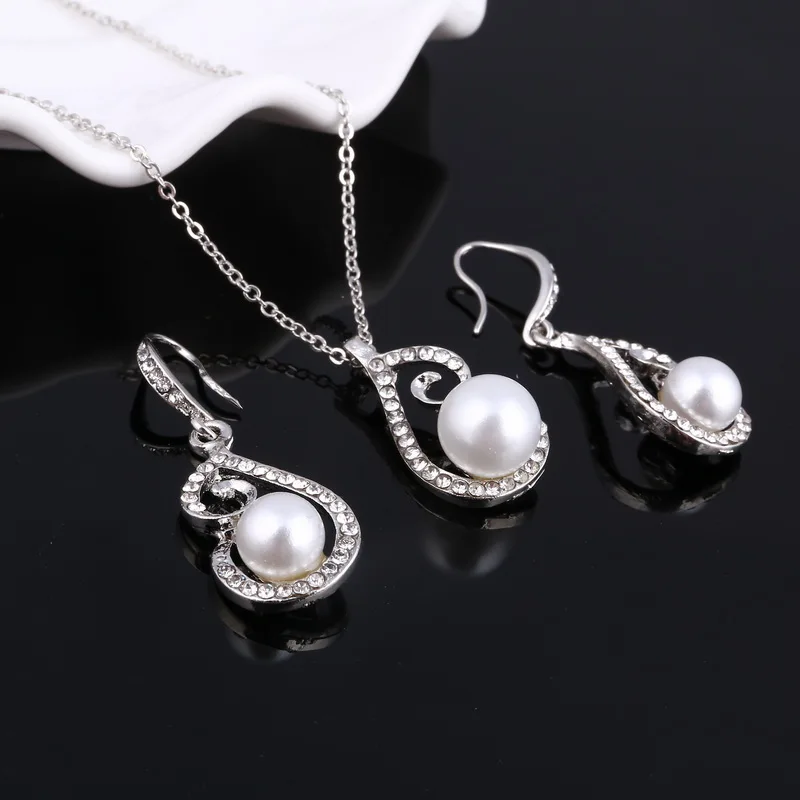 Женское колье с подвеской в виде капли воды|simulated pearl jewelry set|fashion setspearl set |