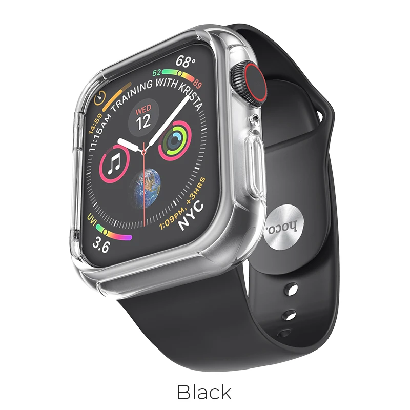 Черный Прозрачный силиконовый ремешок для Apple Watch 44 мм 42 мм iWatch 4 ремешок 40 мм 38 мм с ТПУ чехол спортивный ремешок подходит для Apple Watch 4 3 - Цвет ремешка: Черный