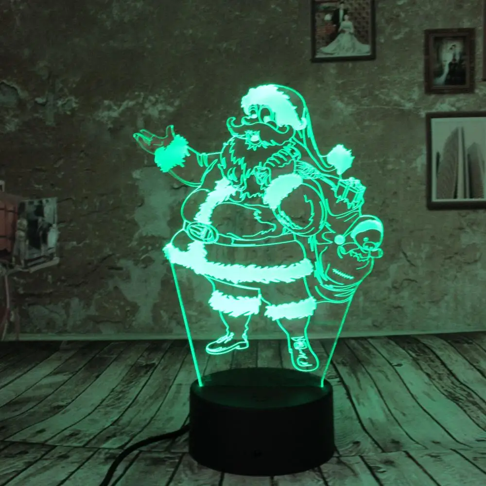 Рождественский подарок милый Санта Клаус 3D LED RGB ночные светильники USB настольная